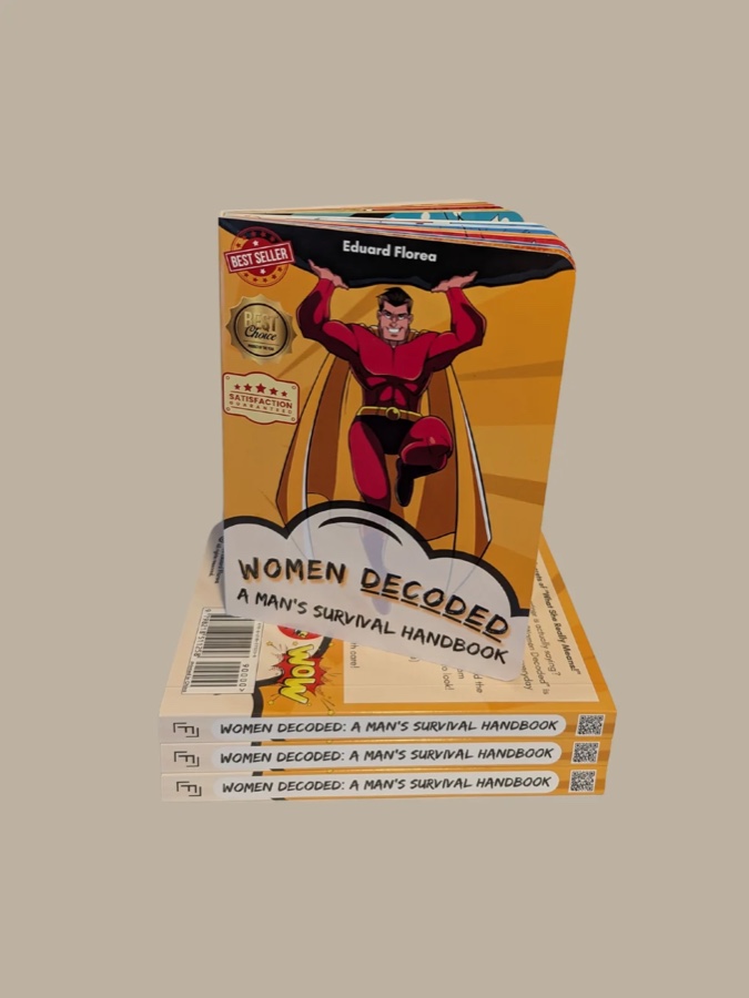 Three copies of Women Decoded stacked, front cover and printed spines visible